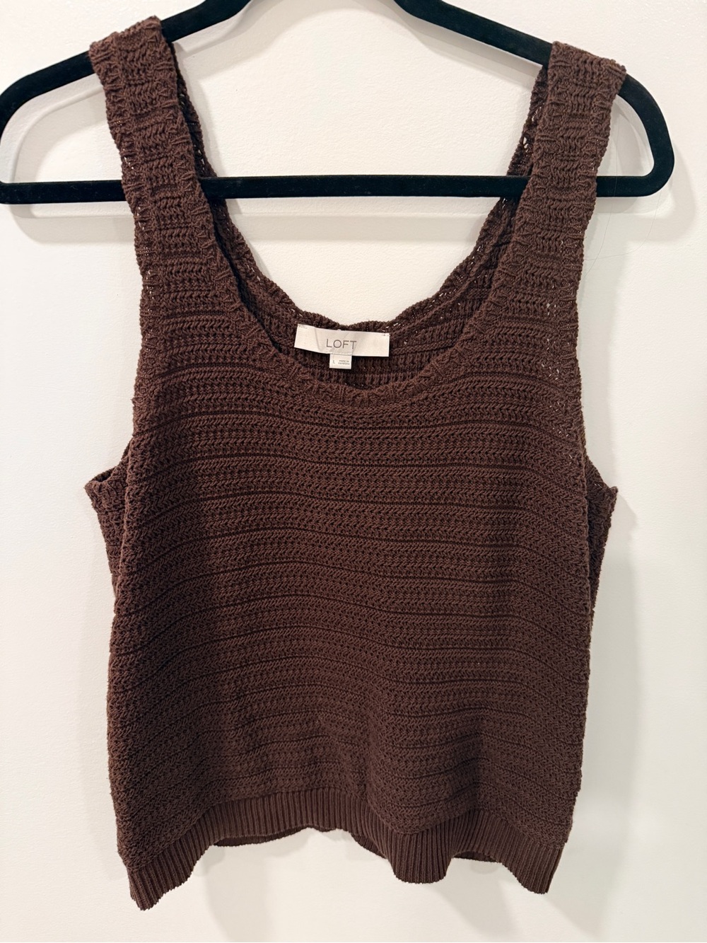 LOFT Chocolate Brown Crochet Knit Tank
